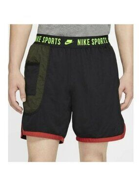 Nike Sports Mens Black Shorts Elastic Waistband Side Pocket Logo Detail Size M